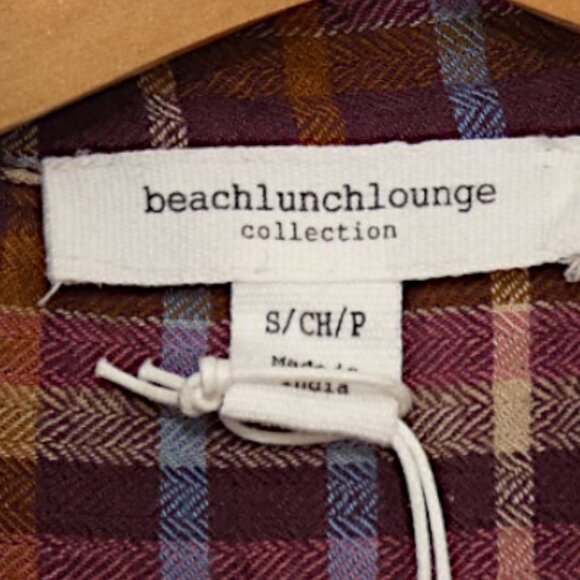 NWTBeachLunchLounge Plaid Button-Front Tunic Top Rust Multicolor Size Small - Picture 9 of 12